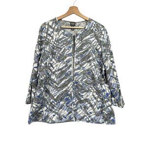 Chico’s Travelers Collection Multicolor Watercolor Applique Jacket Sz 3 XL READ